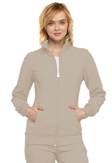 Cherokee Infinity Zip Front Scrub Jackets For Women, 4-Way Stretch Fabric 2391A, Xxs, Khaki