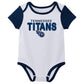 Outerstuff Nfl Newborn Baby And Infant Short Sleeve Bodysuit Variety 3-Pack - Tennessee Titans, 18M