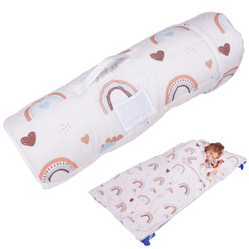 Toddler Nap Mat With Removable Blanket And Pillow, Extra Large Rolled Napping Mats,Toddler Sleeping Bag,Kids Sleeping Bag For Da