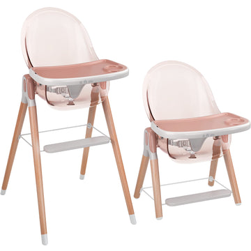 Children Of Design Classic Non-Reclinable 6 In 1 Wooden High Chair - Pink