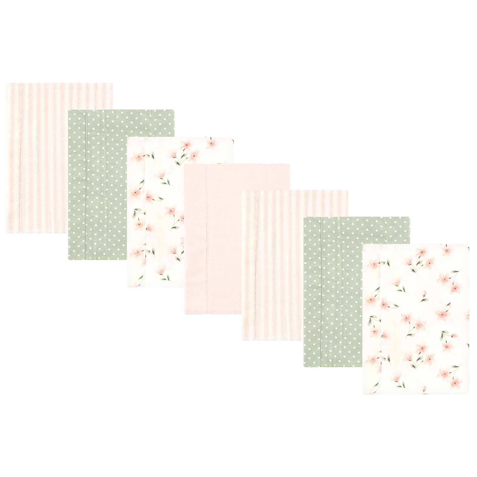 Hudson Baby Unisex Baby Cotton Flannel Burp Cloths, Pink Dainty Floral 7 Pack, One Size