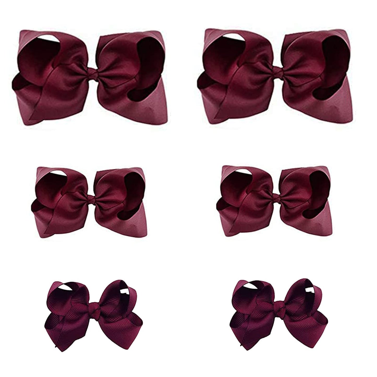 Maroon Bows For Girls,6Pcs Hand-Made Grosgrain Ribbon Hair Bows Alligator Clips Hair Accessories For Little Teen Toddler Girls K
