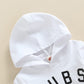 Baby Boys Cothes 3 6 9 12 18 24M 3T Pants Set Hooded Patchwork Hoodie Striped Sweatpants Fall Winter Outfit(White-Bubs, 12-18 Mo