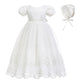 Glamulice Baby Girls Newborn Satin Christening Baptism Floral Embroidered Dress Gown Outfit Lace Formal Party Dresses White 12M/