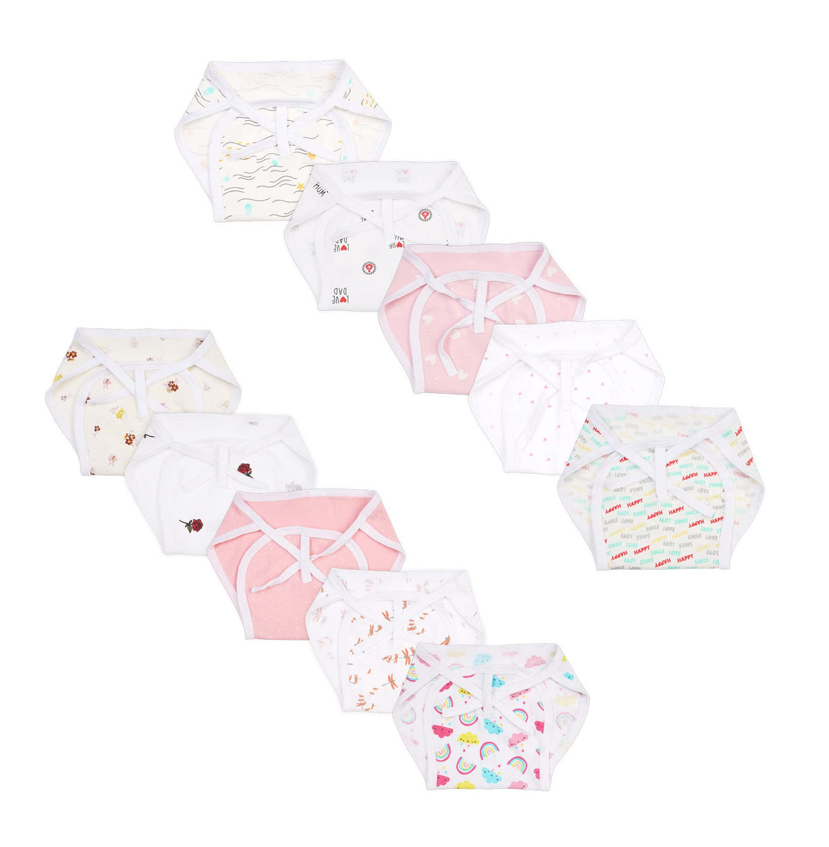 Wearville BabyS Cotton Cloth Diapers/Langot Washable And Reusable Nappies (Multicolour, 06 Months) Pack Of 10 Pieces (Multi)