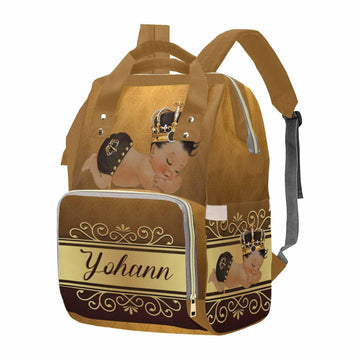 M Yescustom Personalized Name Diaper Bag Backpack, Brown Crown Diaper Baby Bags For Mom & Dad, Portable Travel Back Pack Baby Sh