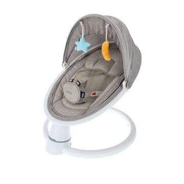 Nuby Baby Swing with Canopy and Remote - 5-Level Infant Swing with Soothing Sounds and Mobile App Control - 0-9 Months - Gray