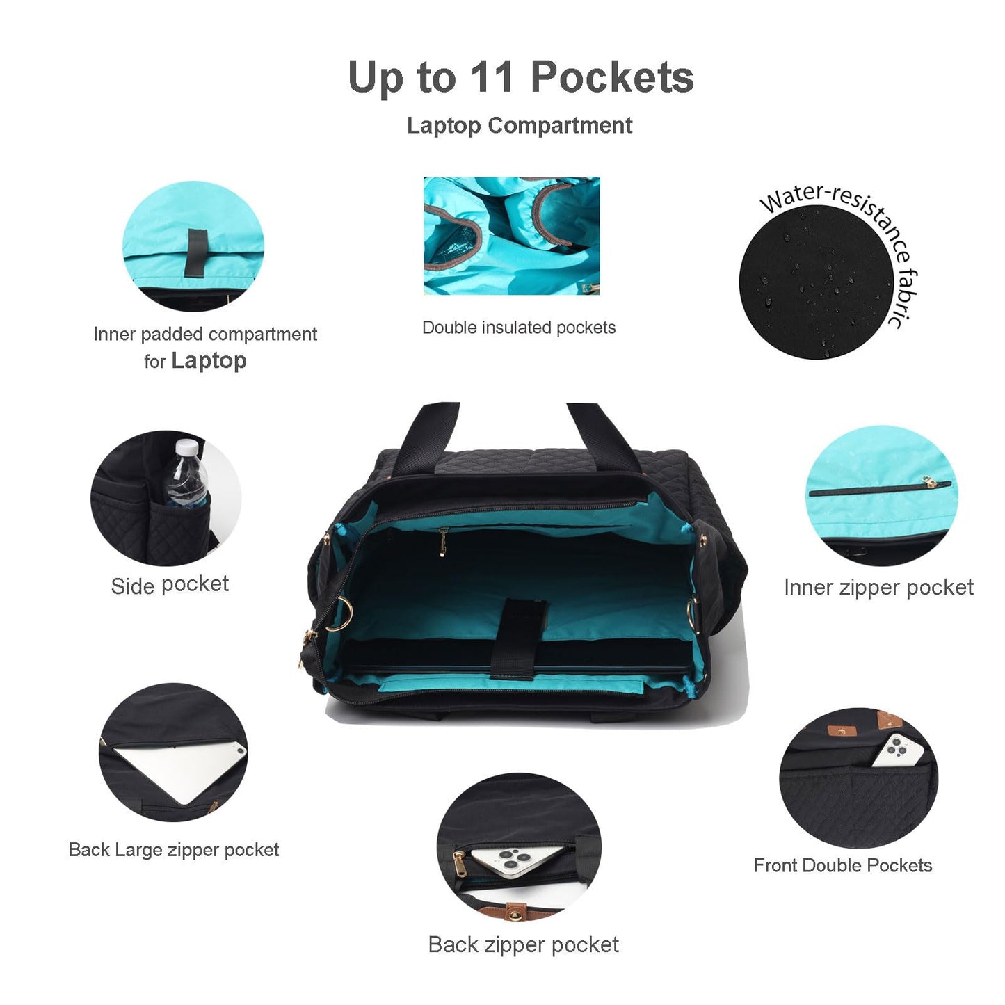 Esvan Diaper Tote Bag Totepack Backpack Crossbody Bag 3 In 1 For Women Laptop Backpack Multifunctional With Insulated Pockets