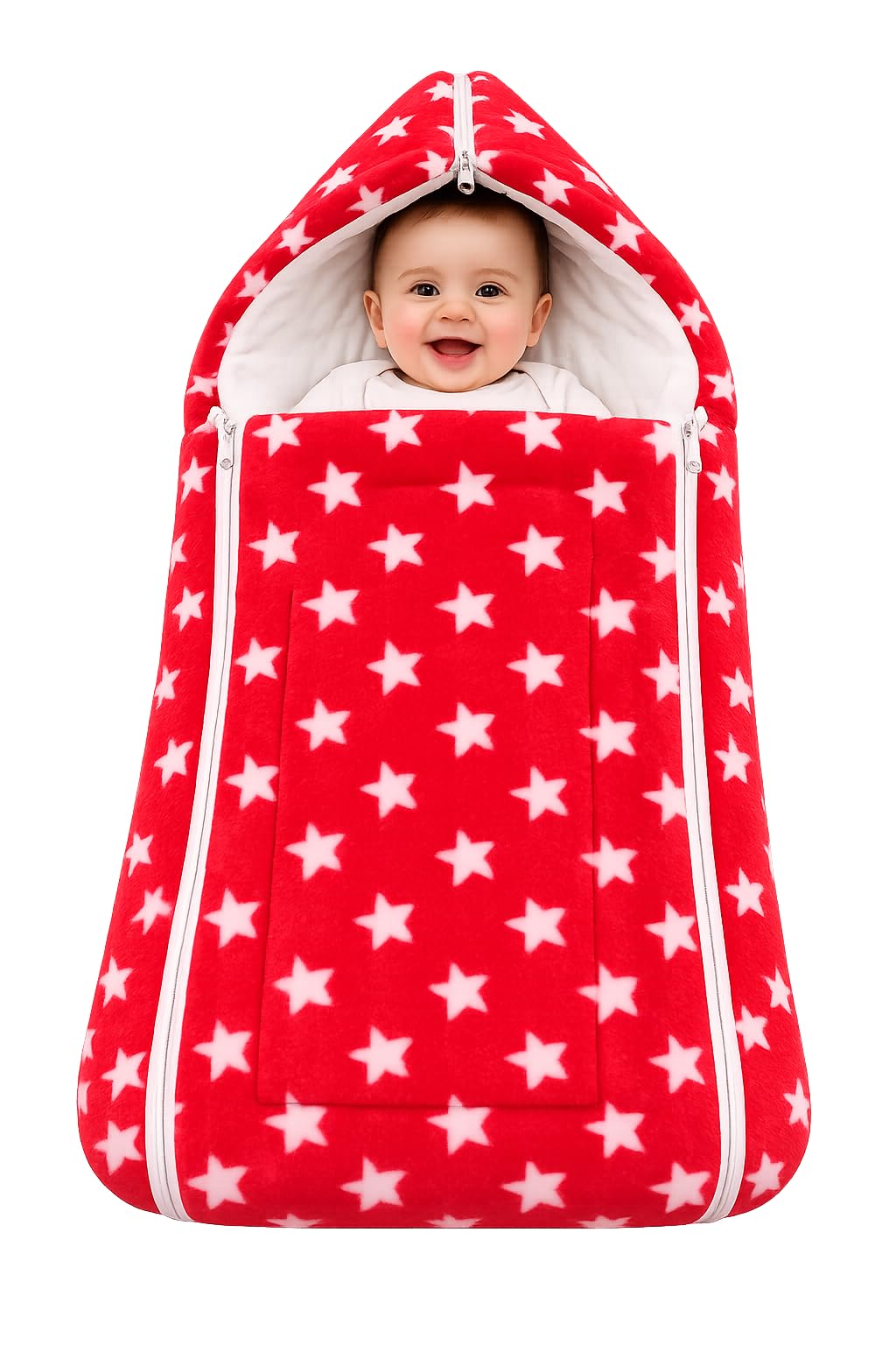 First Sleep Baby Newborn 3ZIPER Blanket Baby  Soft Winter Kids Blanket for (012 Months, 76x76cm) RED
