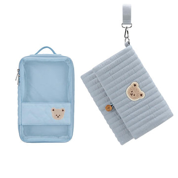 MOMIGO Baby Diaper Bag Organizer Pouches Waterproof Mini Diaper Bag - 2 pcs/set Foldable Hanging Reusable, Washable or Cloth Dia