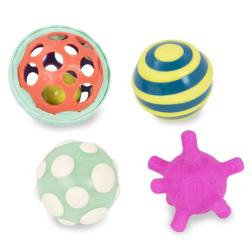 B. toys - 4 Sensory Balls - Baby Toys - Developmental Play - Rubber Balls with Textures, Sounds, Lights - Ball - a - baloos - 6+