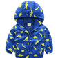 Baby Boys Dinosaur Print Zip Up Lightweight Hooded Jacket Outerwear Spring Windproof Windbreakers, Blue, Size 18 Months = Tag 90
