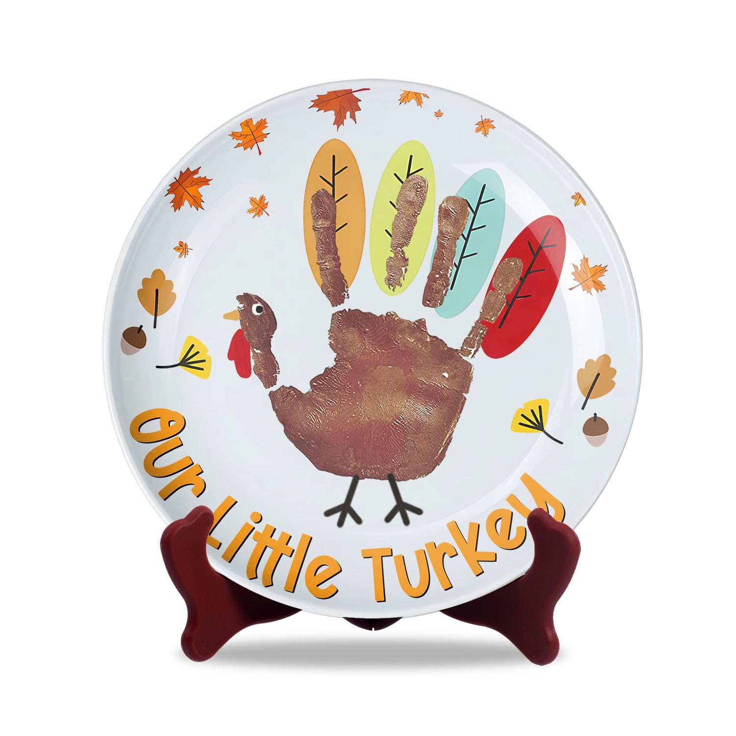 Our Little Turkey DIY My Babys First Thanksgiving Ceramic Novelty Plates Gifts for Babies, Handprint Footprint Crafts, Project 