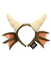 Elope Dragon Horns Costume Headband - Sculpted & Filled Horns & Iridescent Wings Sewn To Sides, Accessory