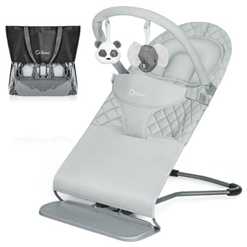 Orzbow Portable Baby Bouncer, Foldable Baby Bouncer Seat with Storage Bag and Removable Play Bar, 3 Recline Positions, 0-12 Mont
