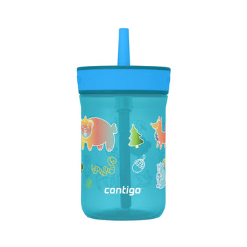 Contigo Kids Leighton Straw Tumbler With Spill-Proof Leak-Proof Lid, 14Oz, Juniper/Blue Forest
