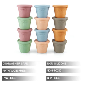 Pandaear 12 Pack Silicone Baby Food Storage Containers, 4 Oz Reusable Small Snack Containers Freezer Storage With Airtight Lids