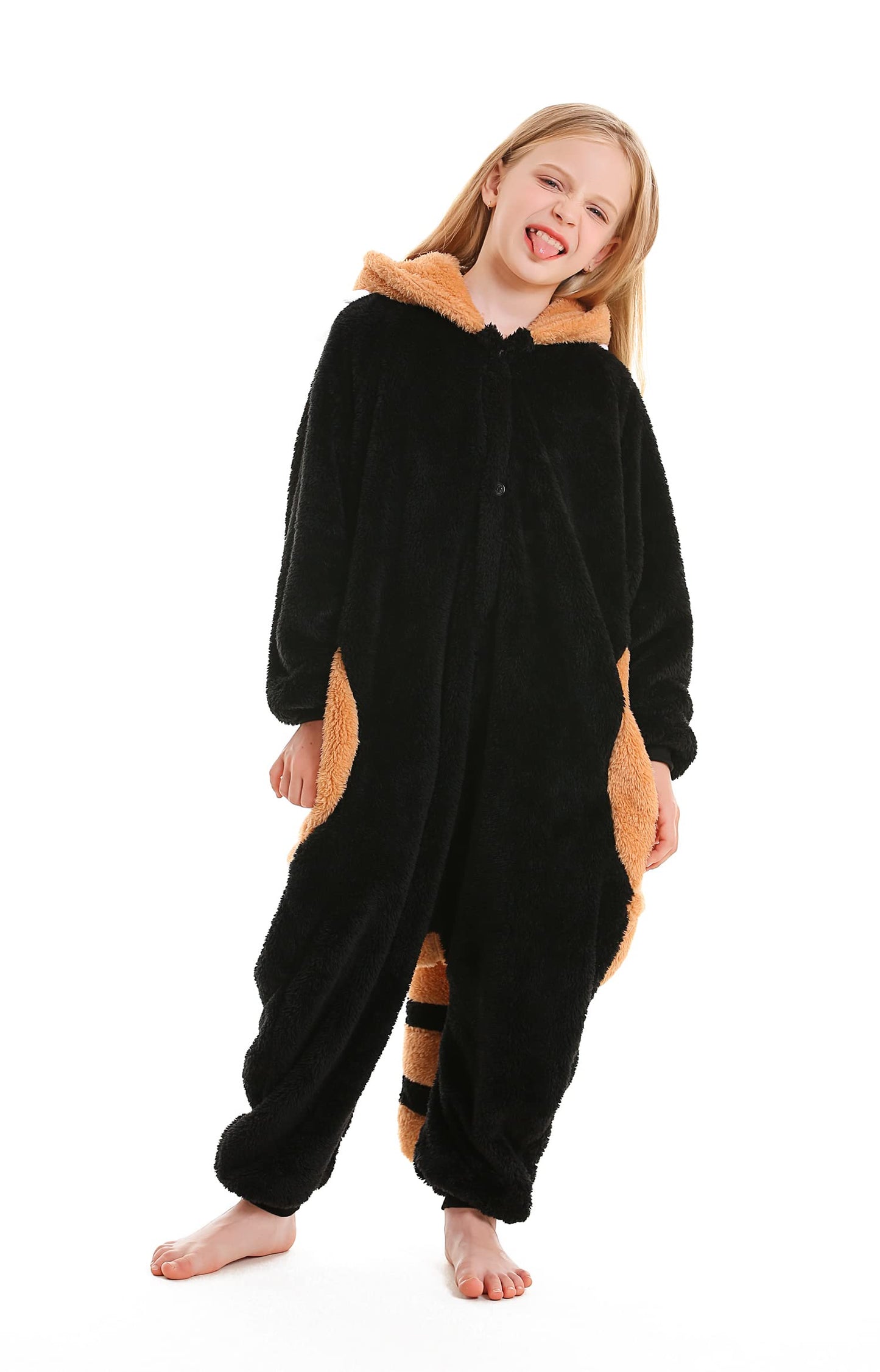 Atoz Onesie For Kids, Animal Pajamas Halloween Cosplay Costume For Girls Boys, Raccoon 6-7Y