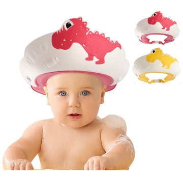 Funupup 2 Pack Kids Shower Cap, Adjustable Toddler Hair Washing Bathing Cap Shield Visor Shampoo Cap Protect Baby Eyes (Dinosaur