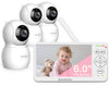 Baby Ganibs 6 Big Screen No WiFi Baby Monitor with 3 Cameras, 1000ft Long Range, 2-Way Talk, 8 Lullabies, ECO Mode, Infrared Nig