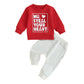 Toddler Baby Boy Valentines Day Outfit Long Sleeve Letter Print Sweatshirt Tops Pants Set 2Pcs Infant Spring Clothes (A-A Red, 6