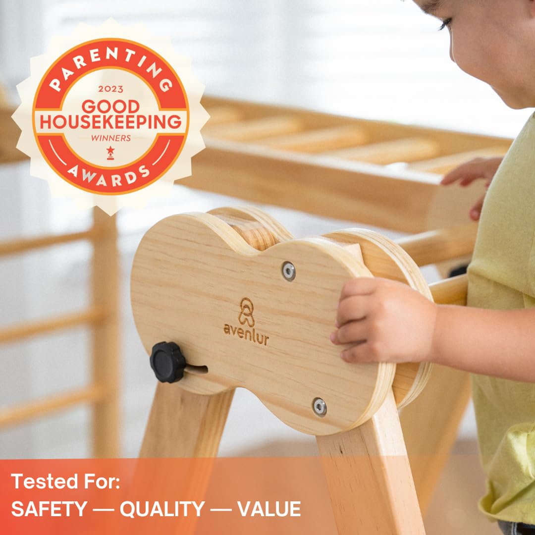 Avenlur Hazel 5-In-1 Indoor Climbing Gym - Waldorf And Montessori Climbing Set With Triangle Ladder, Climbing Ramp, Arch Climber