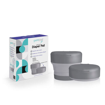 PurePail Go Portable Diaper Pail - Gray - Superior Odor Control with No Added Fragrance - Collapses for On-The-Go - Compact & Sp