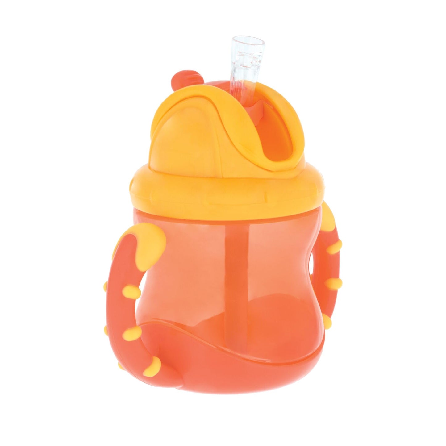 Nuby 2 Handle Flip n Sip Straw Cup, 8 Ounce, 12 Months Plus (Orange)