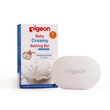 Pigeon Baby Creamy Bathing Bar 75 Gm For Delicate Skin, Pediatrician Tested For Safety, Dermatologically Tested, Enriched With G