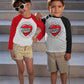 Kids Boys T-Shirt Valentines Heart Shirt Loved Vday Tops Long Sleeve Raglan Toddler Baby Tees 3T