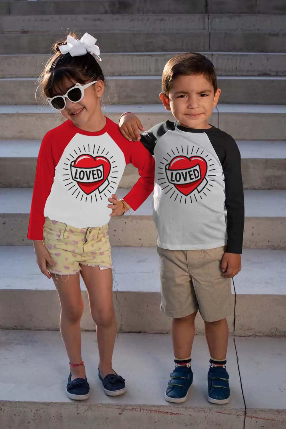 Kids Boys T-Shirt Valentines Heart Shirt Loved Vday Tops Long Sleeve Raglan Toddler Baby Tees 5T