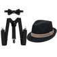 Myrisam Kids 1920'S Themed Party Costume Accessories Set Fedora Gangster Hat Adjustable Suspenders Bow Tie 3Pcs Outfit Black 7-1