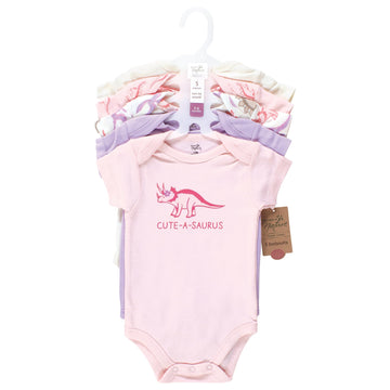 Touched By Nature Unisex Baby Organic Cotton Bodysuits, Retro Dino, 12-18 Months