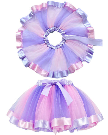 Jiaduo Girls Unicorn Costume Rainbow Tutu With White Shirt, Headband & Satin Sash Light Purple Medium/2-4T