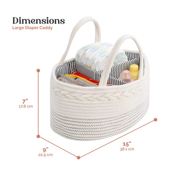 Luxury Little Diaper Caddy Organizer, Large Cotton Rope Nursery Baby Basket, Changing Table Organizer For Baby Diaper Storage, P