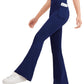 JOCMIC Girls Flare Leggings Kids Bell Bottom High Waisted Yoga Dance Flared Bootcut Pants, Navy, 1314 Years