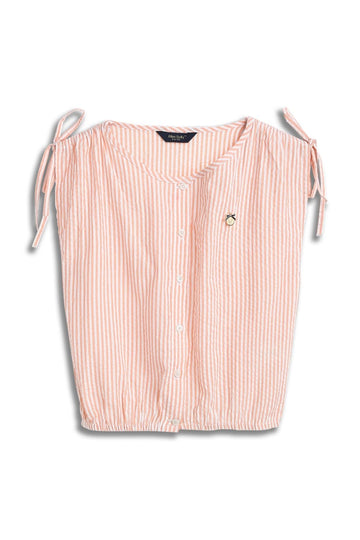 Allen Solly Girls Peach Stripe Casual Top