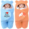 Swissberry Baby Blanket New Born Combo Pack of Hooded Swaddle Wrappers Security Blankets Pack of 2 Pc.(Peach & SkyBlue, 06 Mont