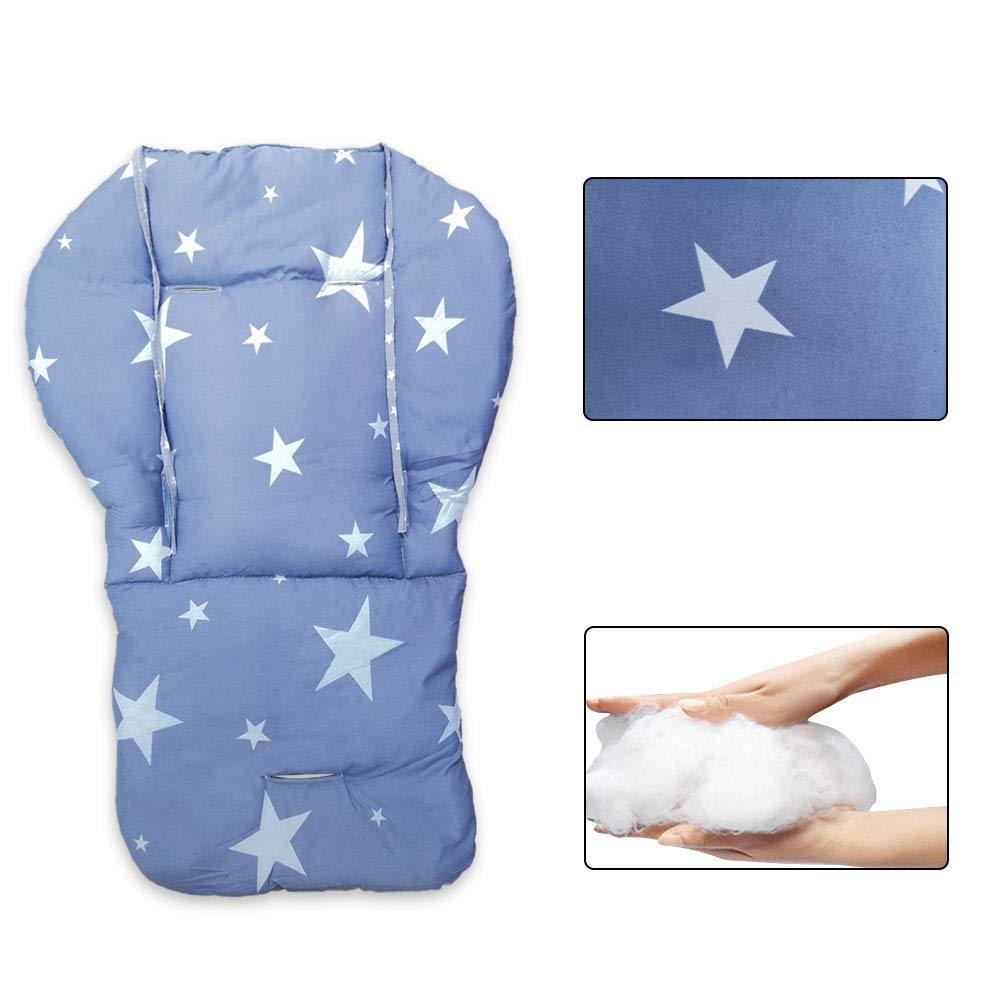 Twoworld High Chair Cushion, Large Thickening Baby High Chair Seat Cushion Liner Mat Pad Cover Breathable (Blue Star)