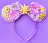 Clgift Princess Minnie Ears,Pick Your Color, Flower Minnie Ears, Floral Minnie Ears, Purple Sparkle Mouse Ears (Sun Rapunzel)