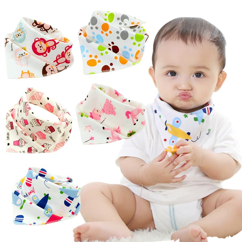 Babygo Cotton Baby Bandana Bibs | Soft, Adjustable & Washable Feeding & Drool Bibs For Infants & Toddlers, Gentle On Skin, Reusa