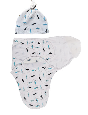 MammaChamp Swaddle Wrap Blanket with Matching Knot Cap for Newborn & Infant, 06 Months(Pack of 1) (Aeroplane)