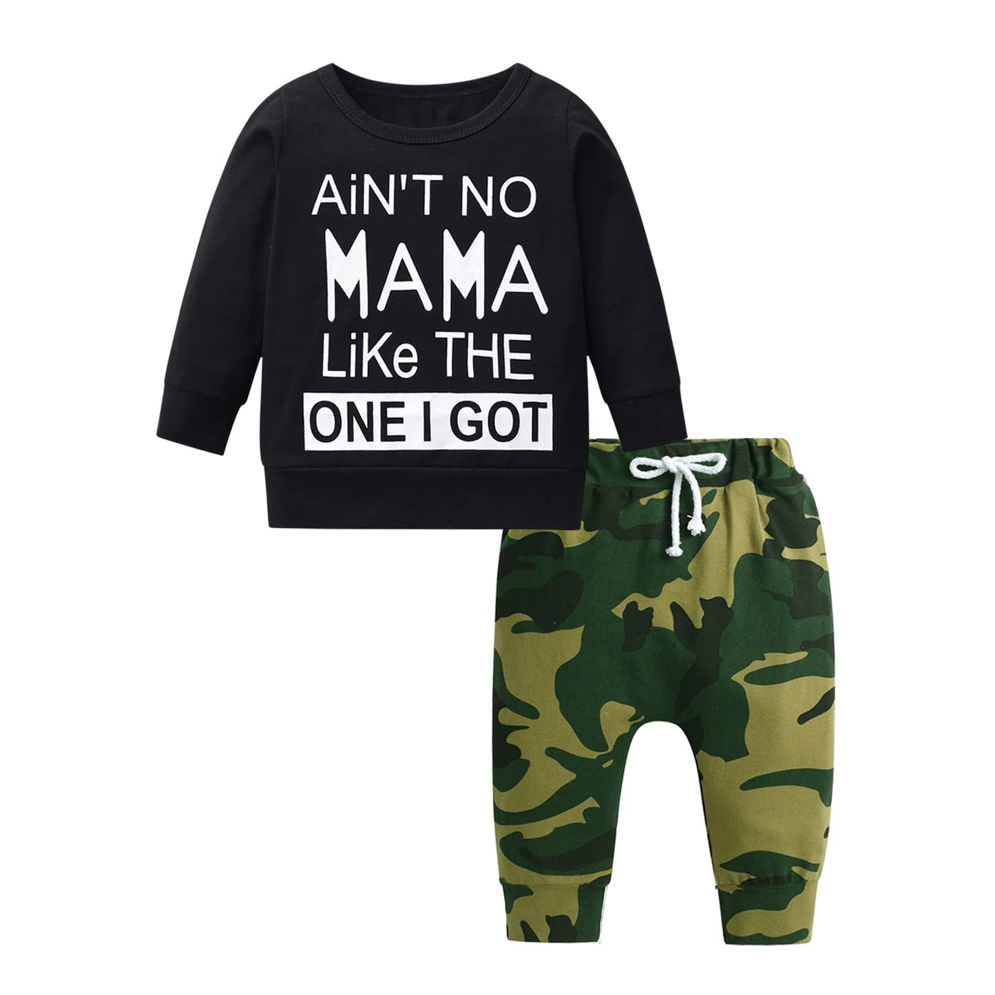 Eghunooy Toddler Baby Boy Long Sleeve Letters Printed Tops Camouflage Pants Leggings Outfits Clothes Set (6-9 Months)