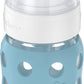 Lifefactory 8-Ounce Wide Neck Glass Baby Bottle With Protective Silicone Sleeve And Sippy Spout, Denim (Lg2251Wde4)
