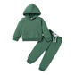 Happy Town Toddler Fall Outfits For Girl Boy Long Sleeve Hoodie Top And Long Sweatpants Set Toddler Sweatsuit (Solid Color-Deep