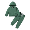 Happy Town Toddler Fall Outfits For Girl Boy Long Sleeve Hoodie Top And Long Sweatpants Set Toddler Sweatsuit (Solid Color-Deep