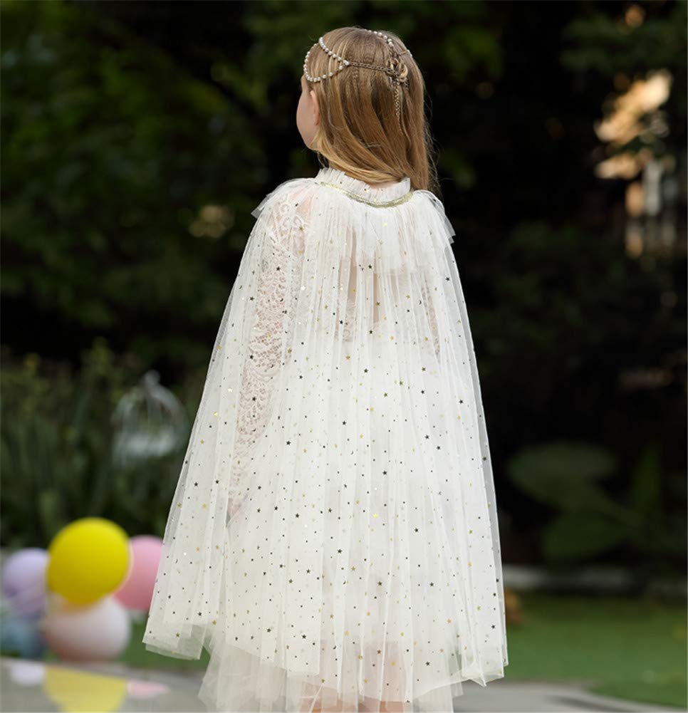 Fkkfyy Big Girl Cape Cloak Dresses Matching Princess Wedding Birthday Party Halloween Star Sequins Cape Summer Cloaks Costumes F