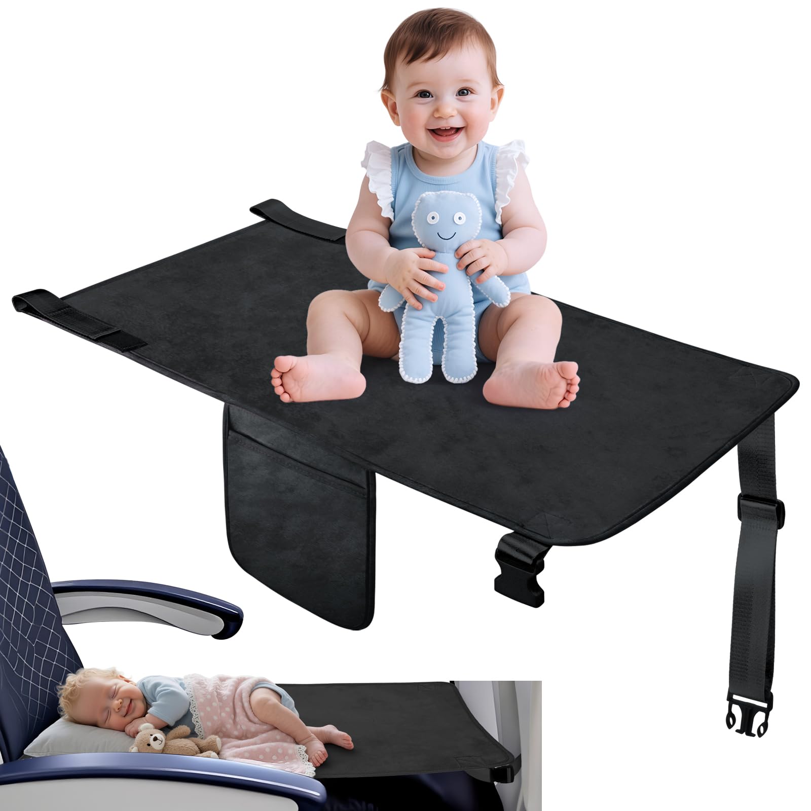Hifezonker Toddler Airplane Bed, Toddler Airplane Travel Essentials, Plane Seat Extender for Kids, Portable Plane Travel Bed for