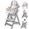 Wooden High Chair With Baby Bouncer - Convertible Baby Highchair With Tray - Adjustable High Chair For Babies/Toddlers/6 Months