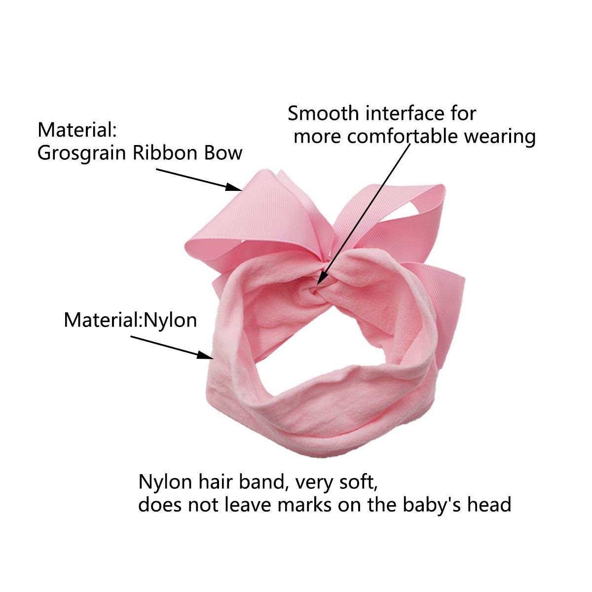 Yxiang 20Pcs Baby Bows Headbands 6' Big Newborns Bows Elastics Nylon Hairbands Ribbon Bow Hair Accessories For Newborns Infants